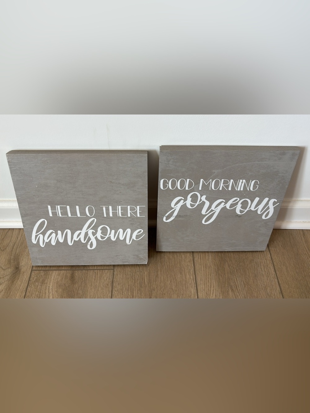 Hello There Handsome / Good Morning Gorgeous Wall Signs - Gray